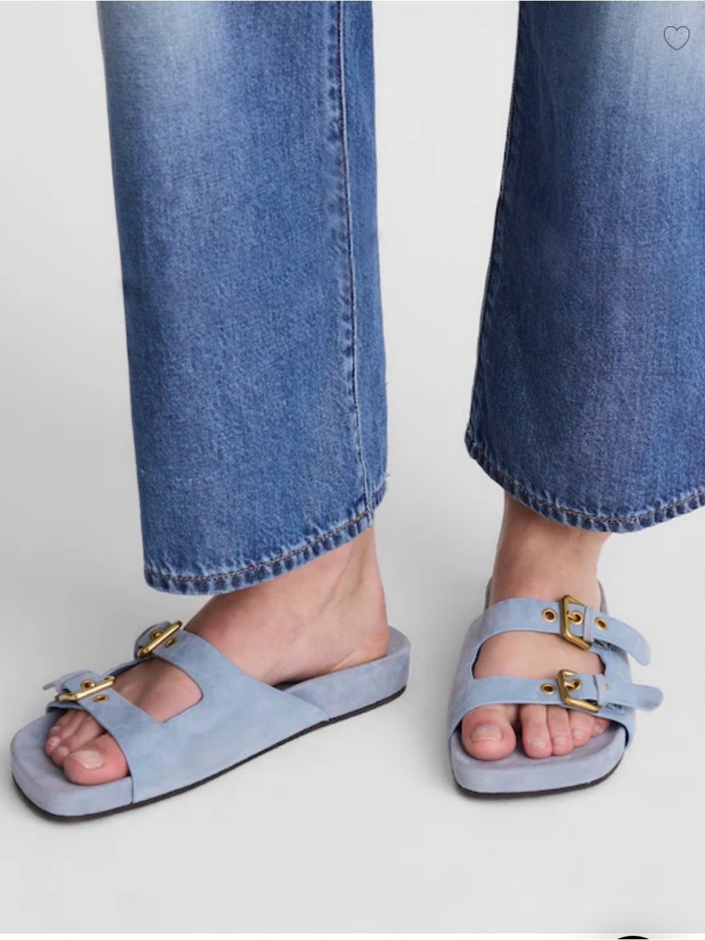 Madewell The Cambrea double buckle sandals, Size 8 Serene Blue suede.